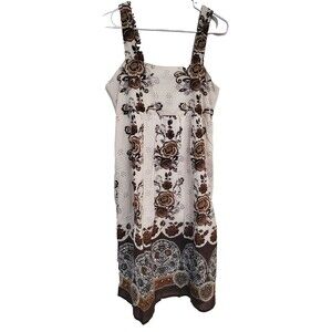 CHAUDRY KC WHITE AND BROWN SUNDRESS SIZE MED